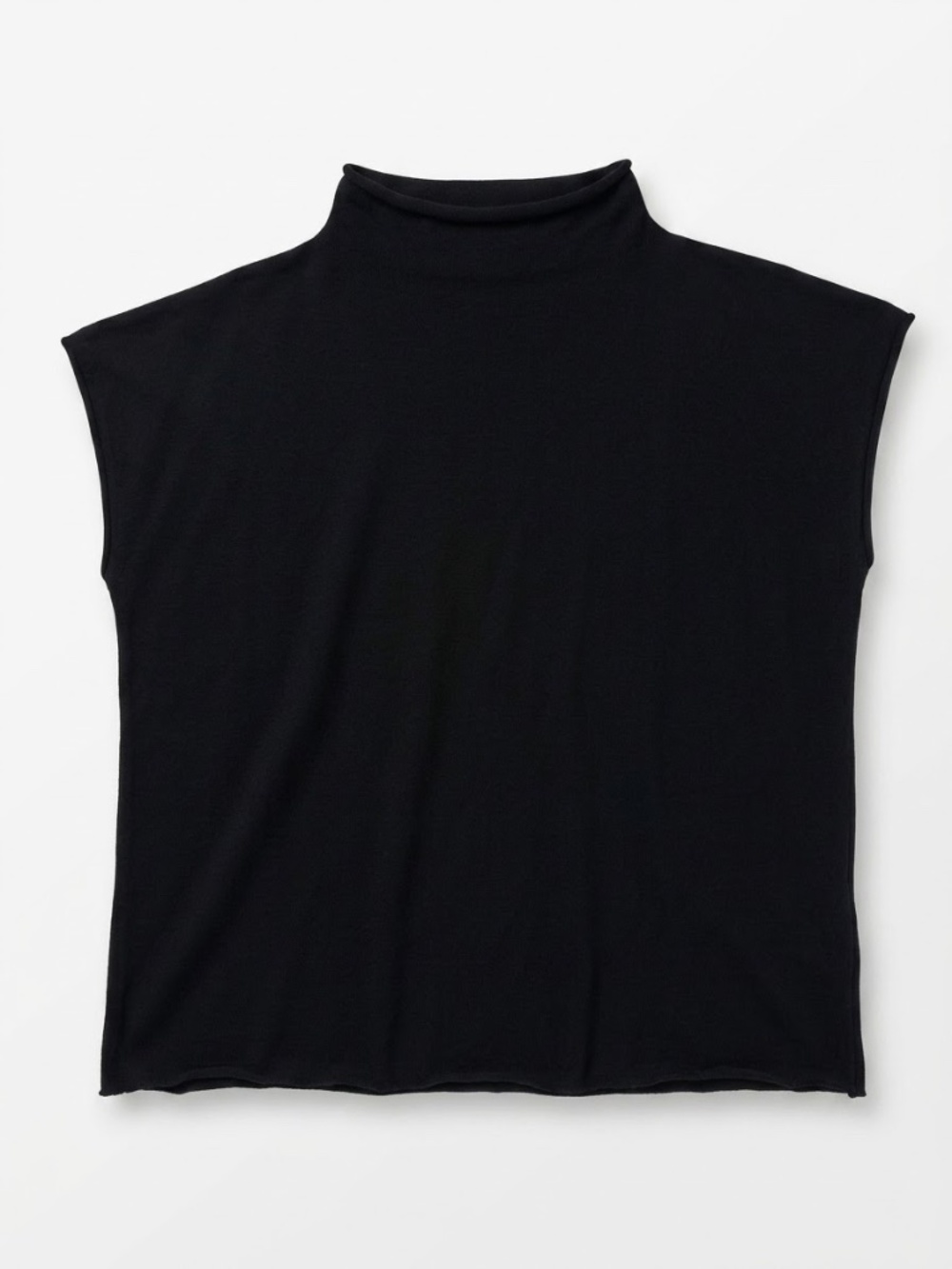 Vintage Eileen Fisher Cowl Mockneck Black Sweater Knit Top, Size Medium